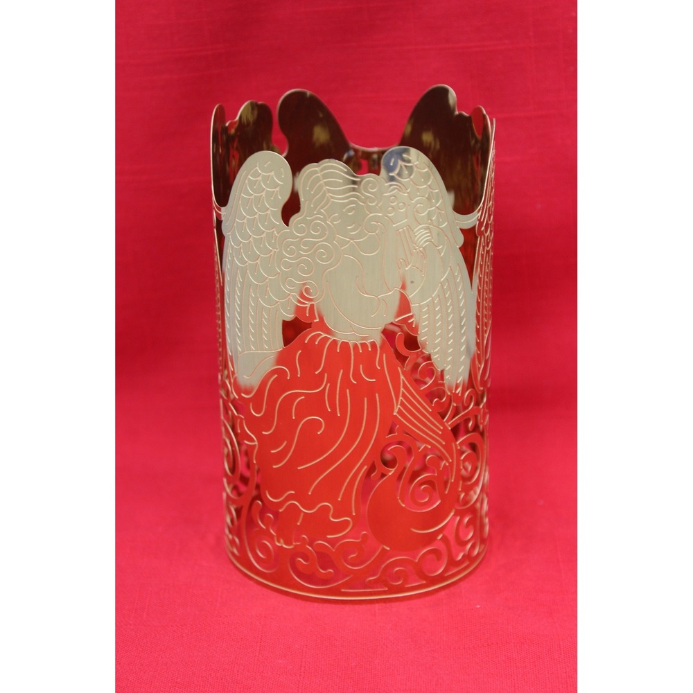 Partylite Candle Sleeve Gold Radiant Angels PO393 Filigree Metal Decor